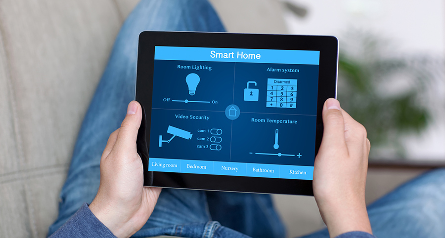 The ability to access and control security components from a mobile device is one of the top smart home trends in Binghamton. Close-up of smart home security app.